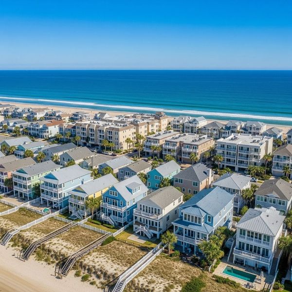 Line of coastal homes in North Carolina