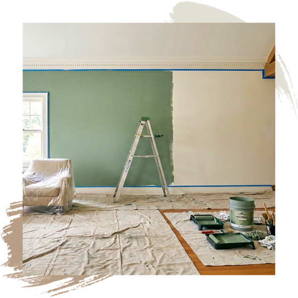 a wall partially painted