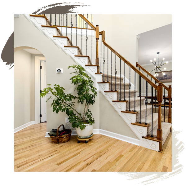 a painted home with a staircase