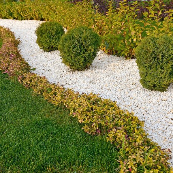 landscaped yard with gravel beds