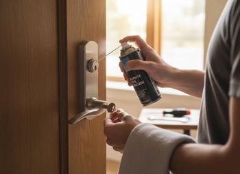Applying lubricant to a door keyhole