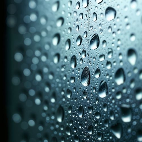 Water drops on a DECK toolbox's weather-proof surface.