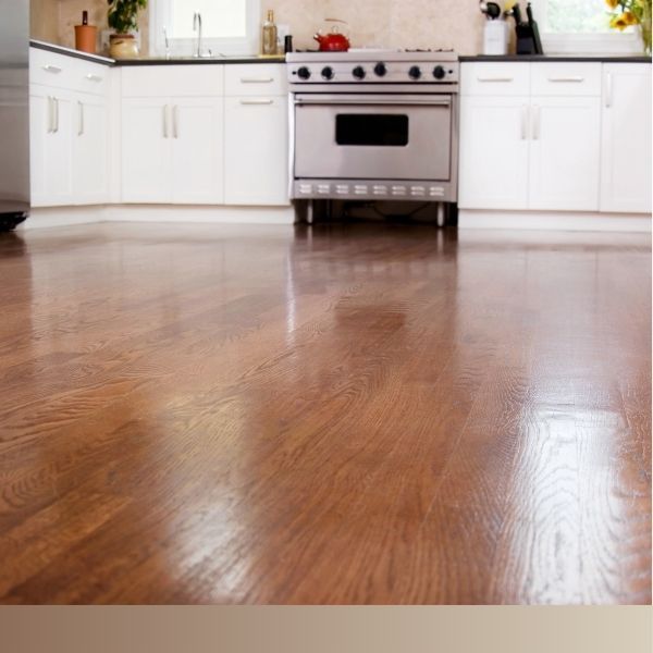 Cherry hardwood floors in kitchen