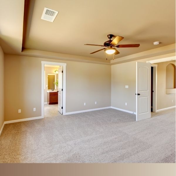 Room with newly installed carpet
