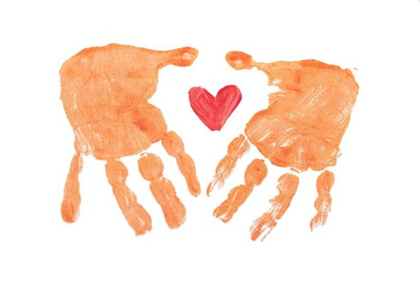 handprints and heart in paint