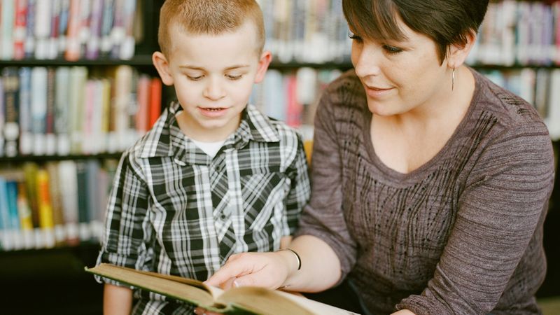 Child learning to read