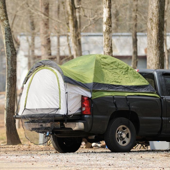 camping tent in truck bed