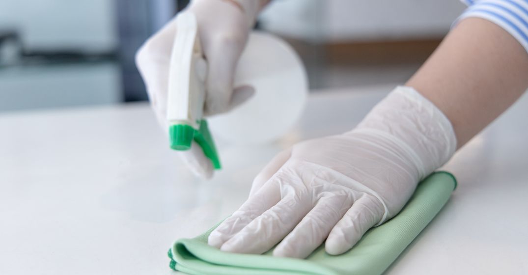 Wiping countertop