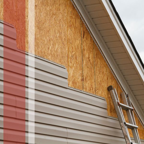 Siding being installed onto a home