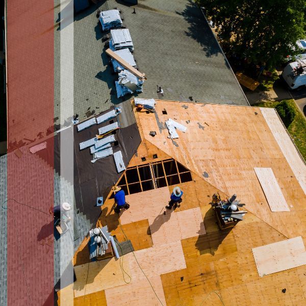 A roof stripped of shingles