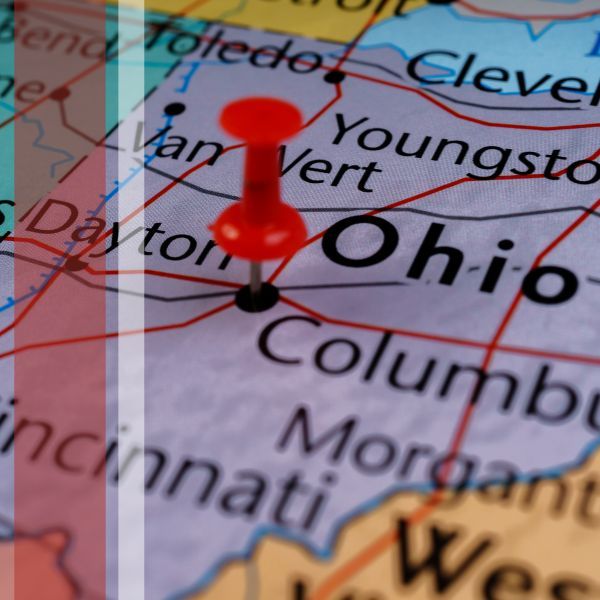 A map focusing in on Ohio