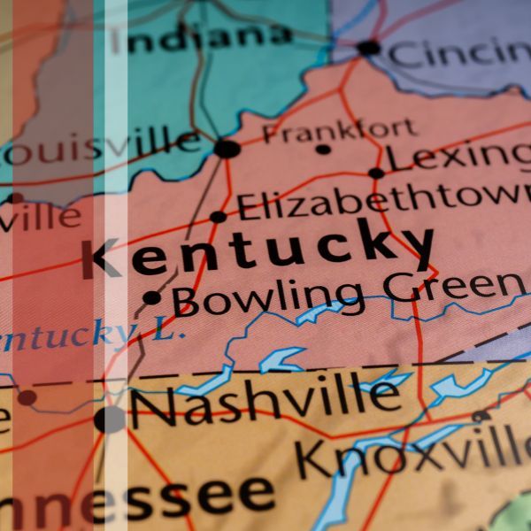 A map with a focus on Kentucky