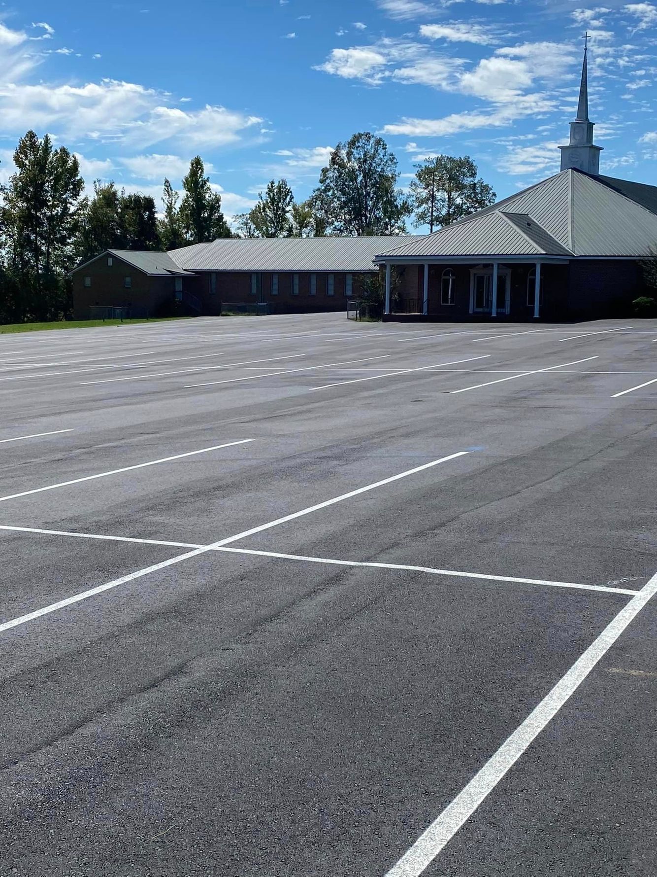 parking lot with new lines