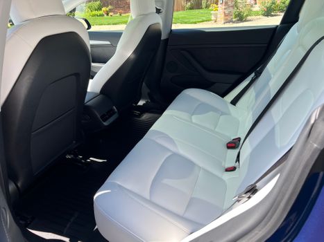 Tesla rear seat interior detail 