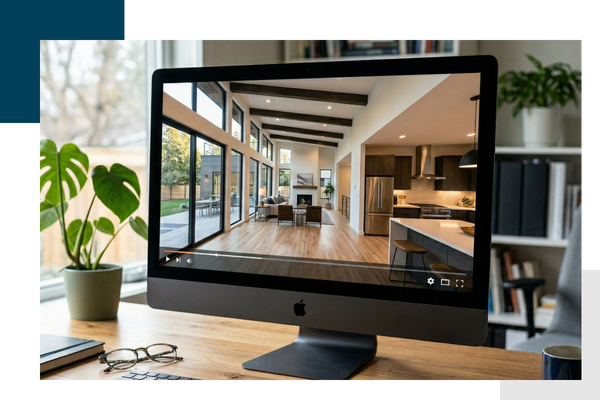 Property video tour on a computer screen.