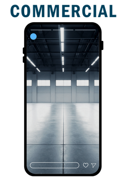 phone screen with a warehouse on it. 