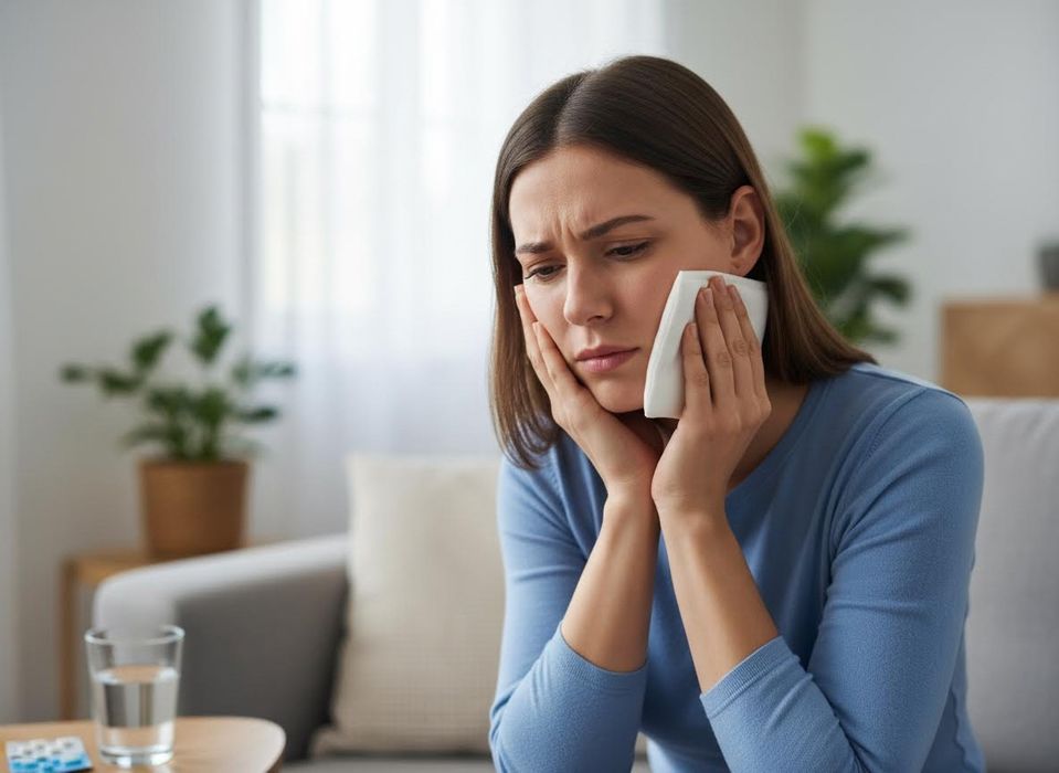 Young Woman Suffering from Toothache or Jaw Pain
