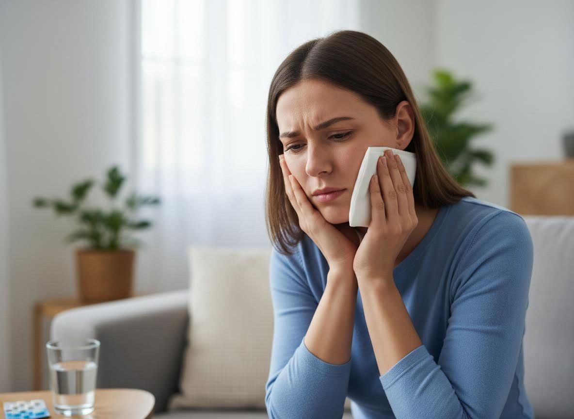 Young Woman Suffering from Toothache or Jaw Pain