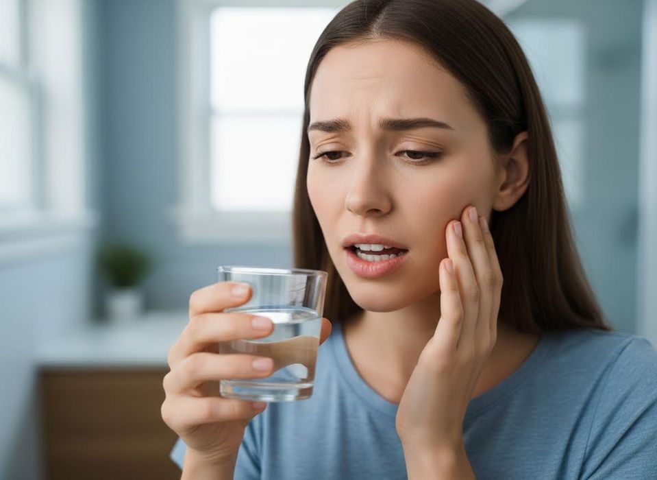 Woman Experiencing Tooth Pain from Cold Water