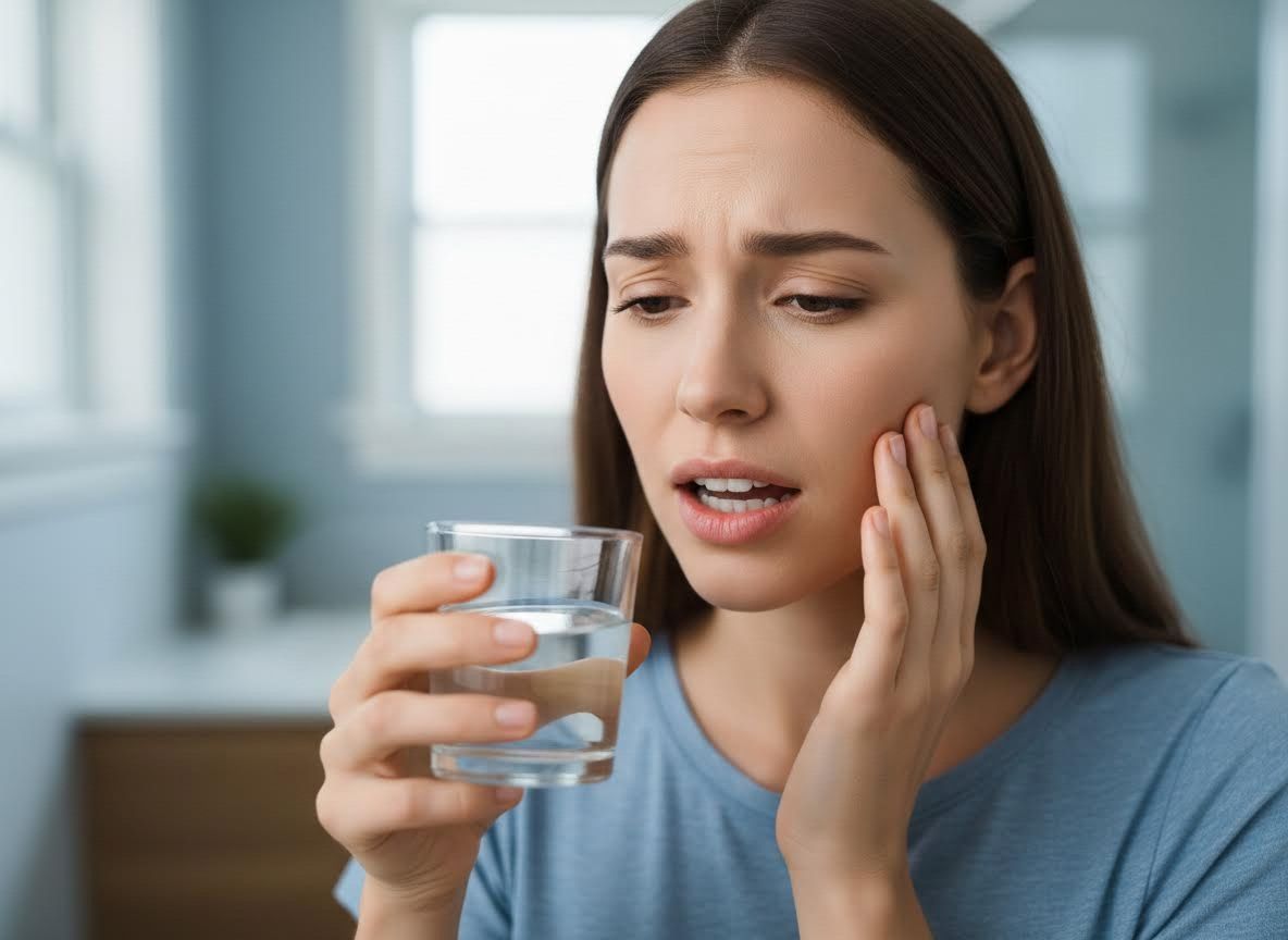 Woman Experiencing Tooth Pain from Cold Water
