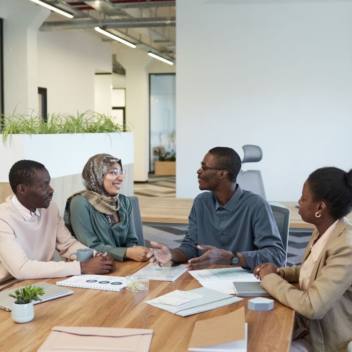 discussion at table in office