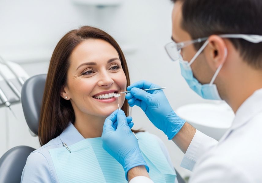 Woman at Dentist for Teeth Whitening