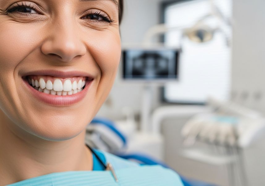 Woman's Radiant Smile at the Dentist
