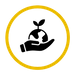 Icon of hand holding globe with leaf coming out