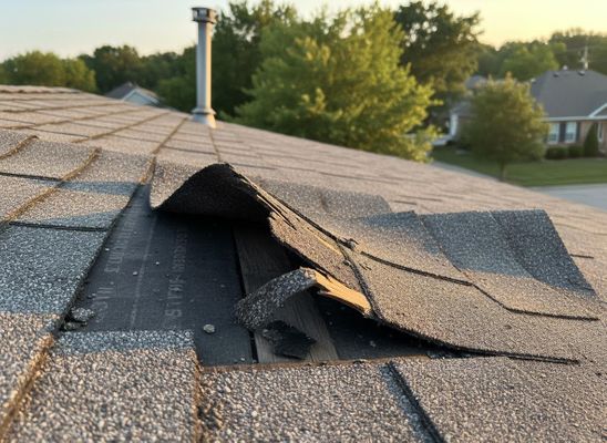 shingle that is torn on a roof
