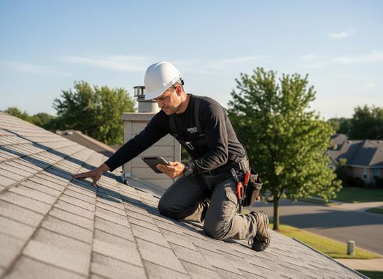 man inspecting a roof man inspecting a roof