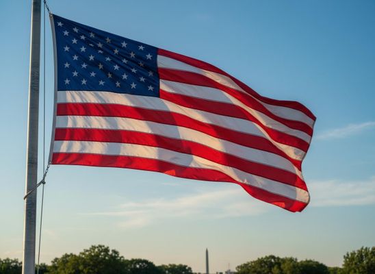 american flag blowing in the wind