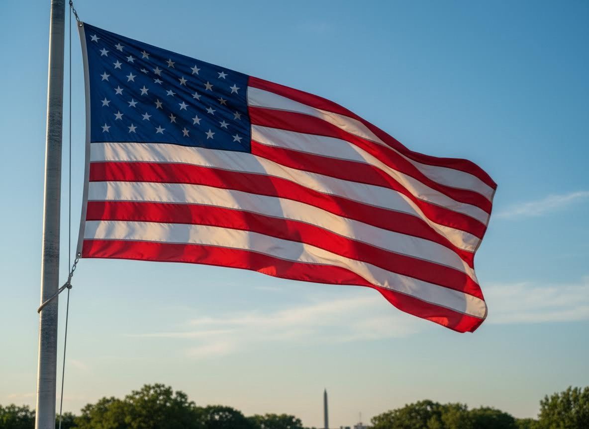 american flag blowing in the wind