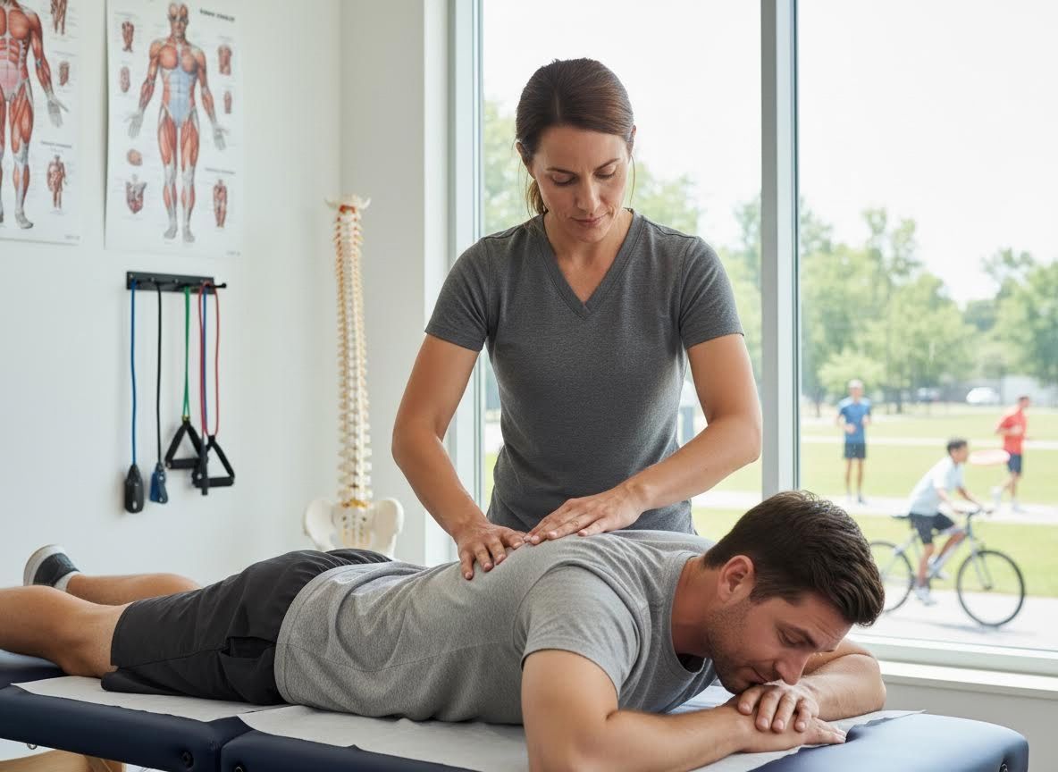 Physical Therapist Treating Male Patient's Back