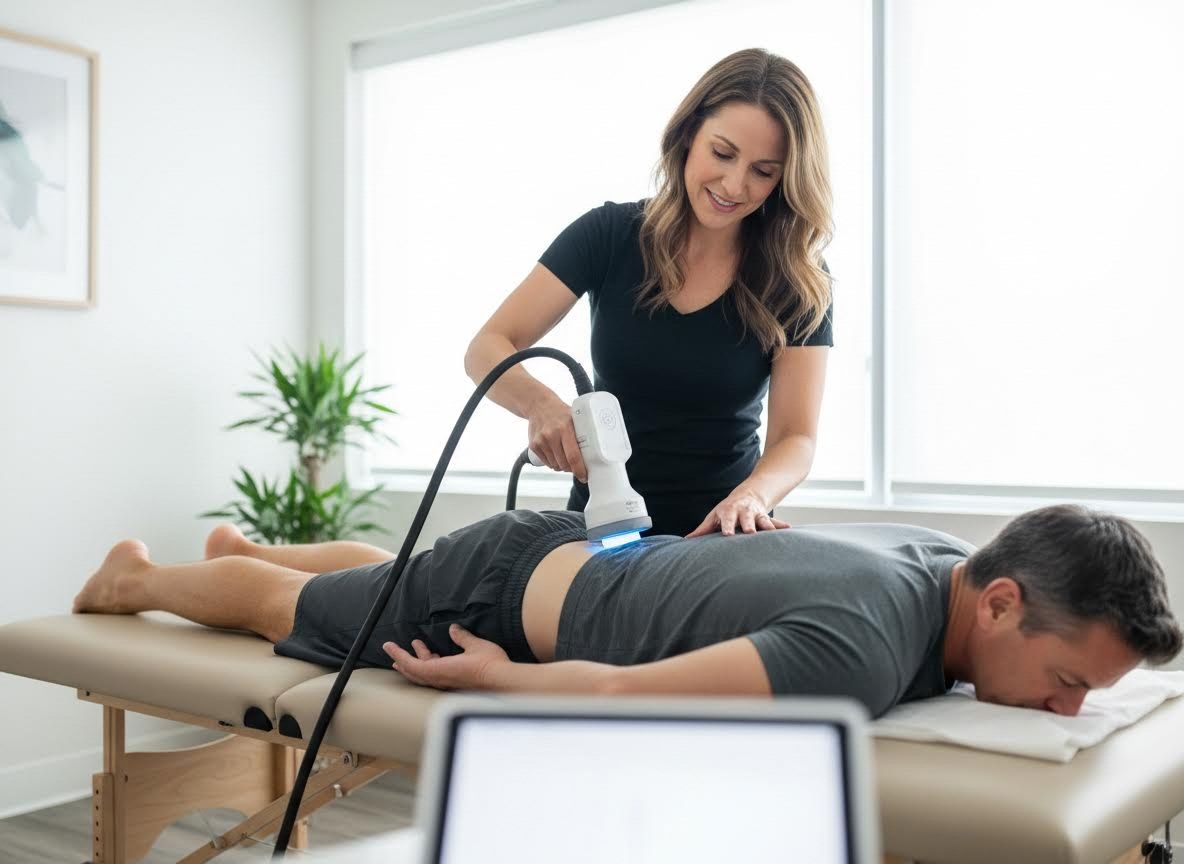 Therapist performing a treatment on a patient's back