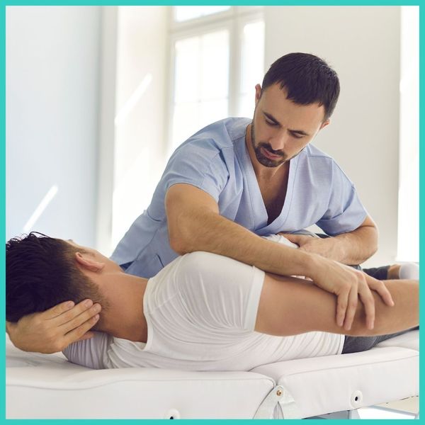 man at a chiropractic clinic