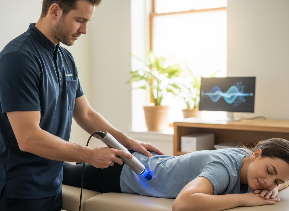 Therapist Administering Light Therapy to a Patient's Back