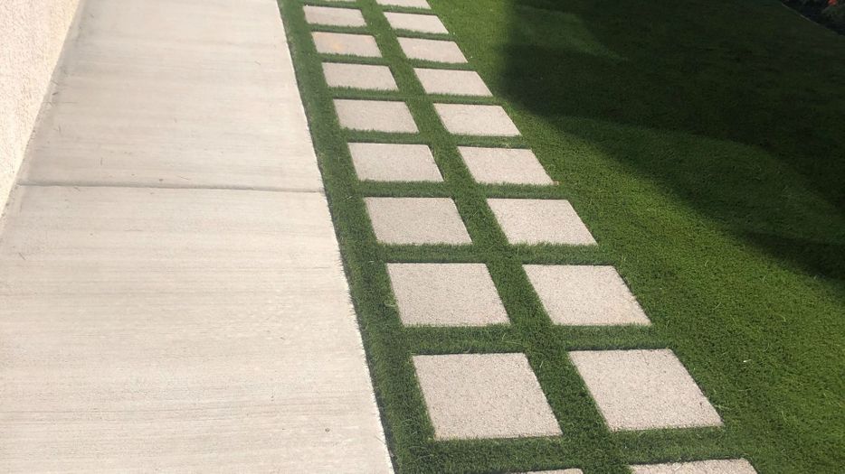 Hardscaped walking path. 