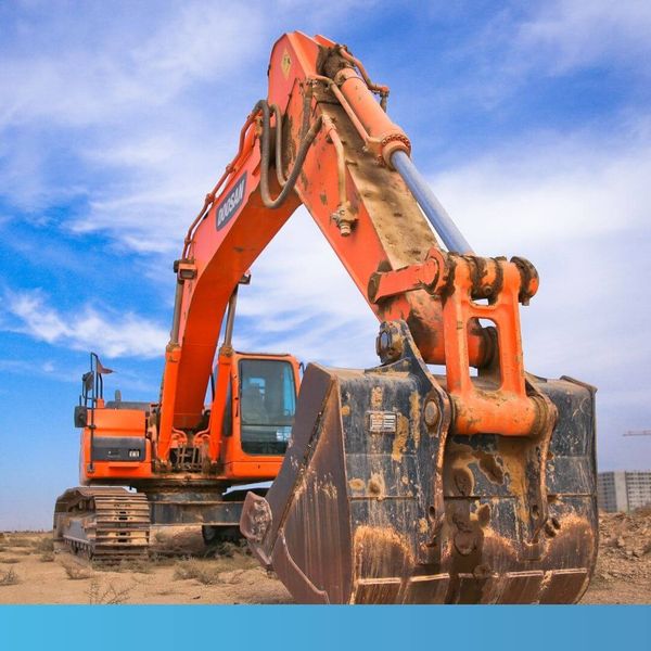 closeup of a backhoe