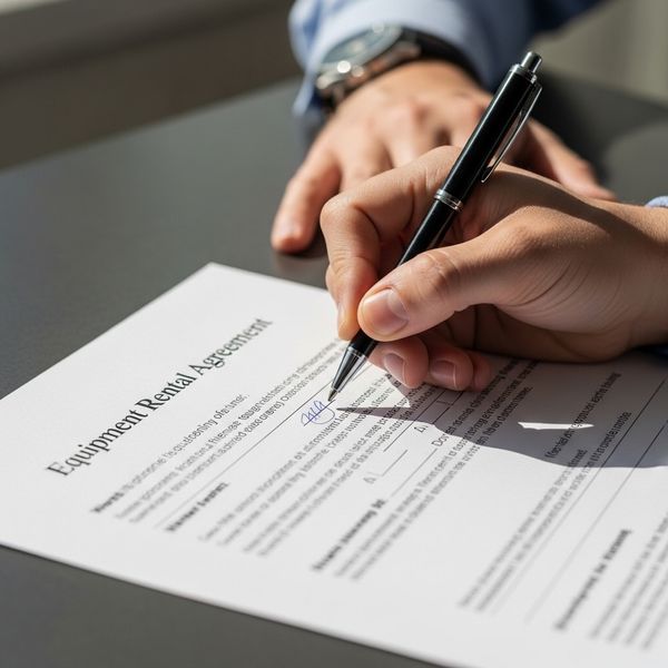 Close-up of an equipment rental agreement.