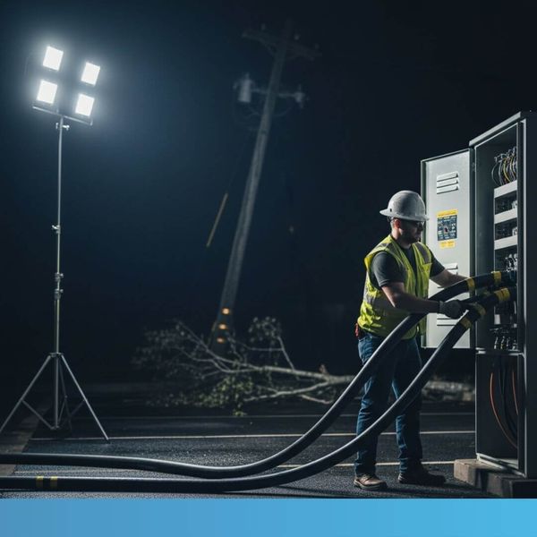 technician hooking up temporary power