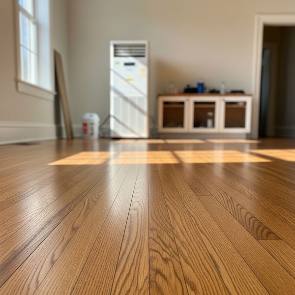high-end finished hardwood floor inside a building under restoration