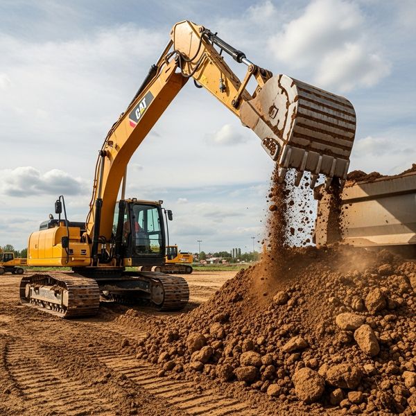 excavator moving dirt