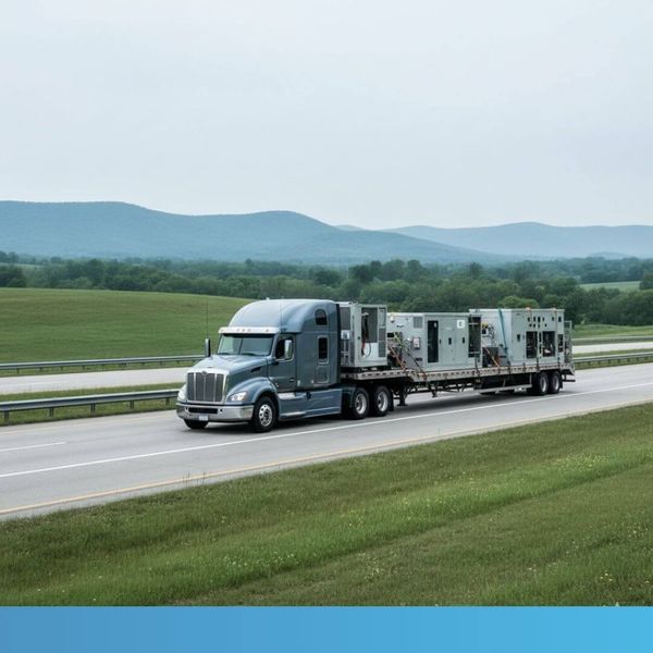 tractor trailer hauling temporary power supply stations