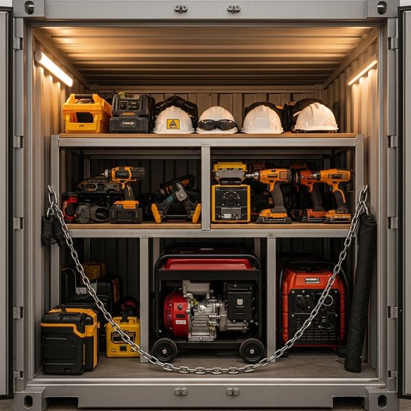 well-organized, reinforced steel storage container