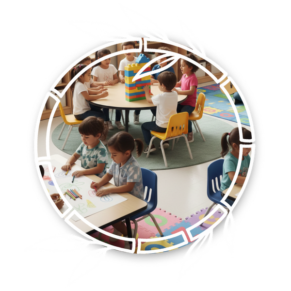 Preschoolers working on activities