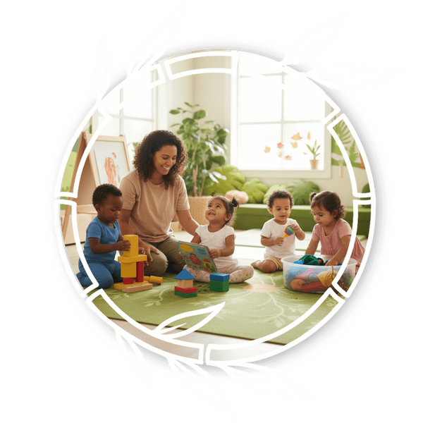 teacher with daycare students