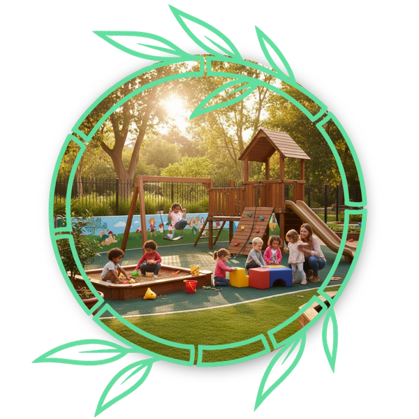preschoolers playing outside on playground
