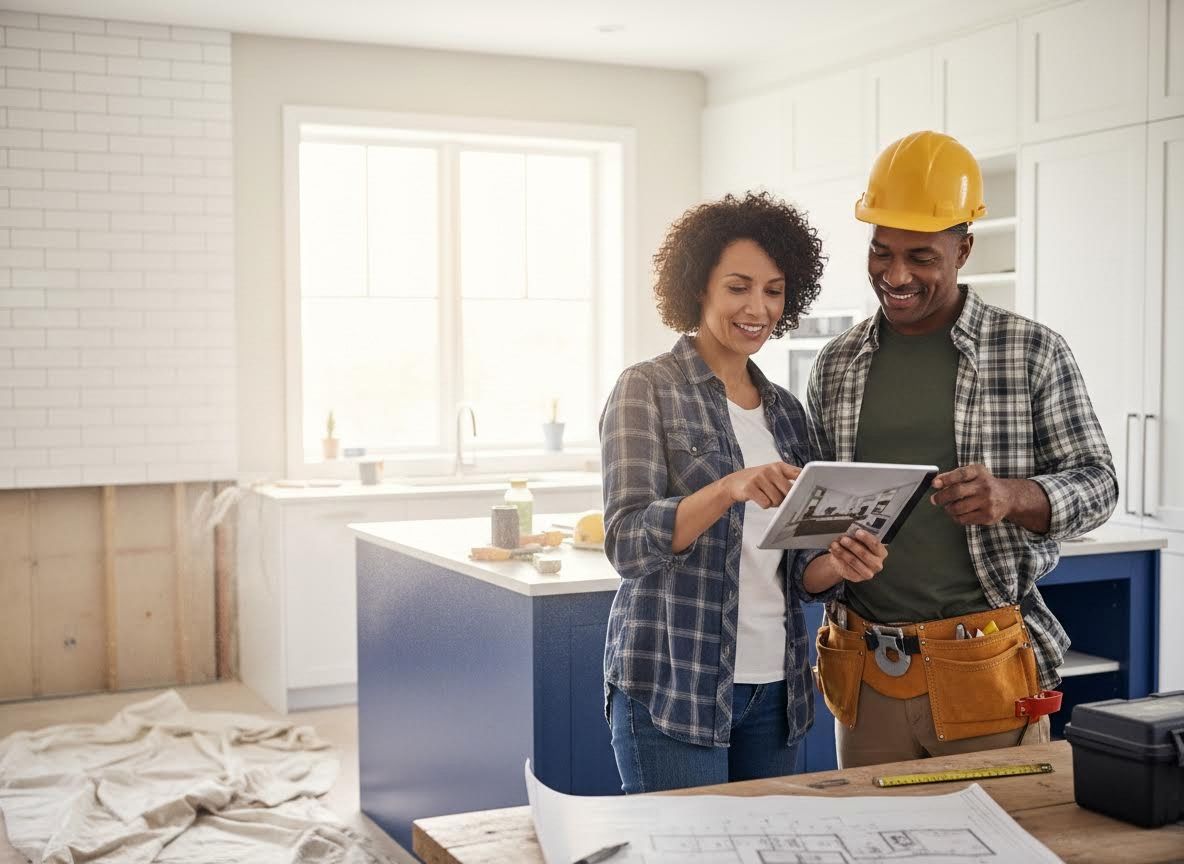African American Couple Planning Kitchen Renovation