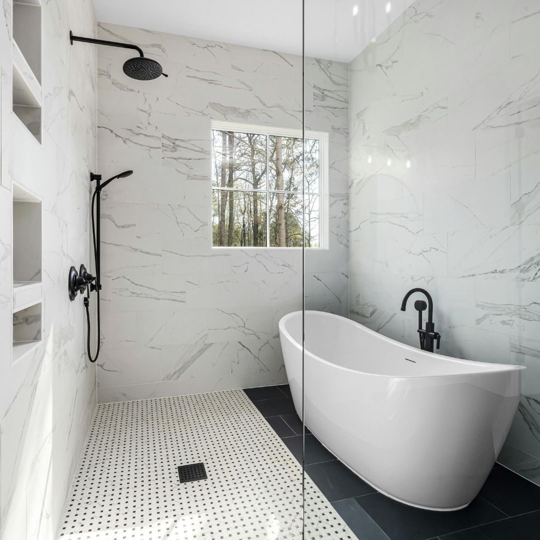 bathtub in shower area 