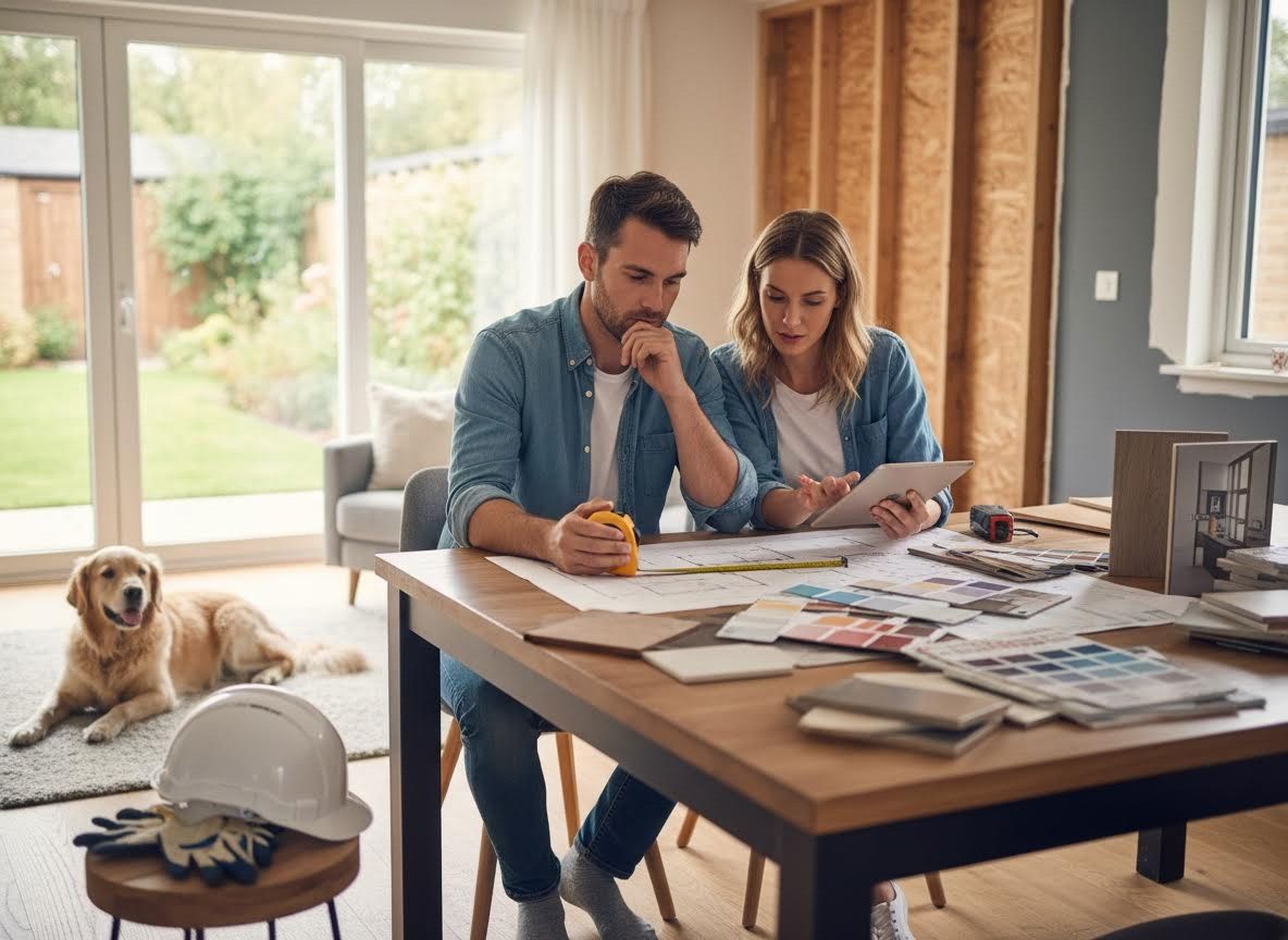 Couple Planning Home Renovation with Dog